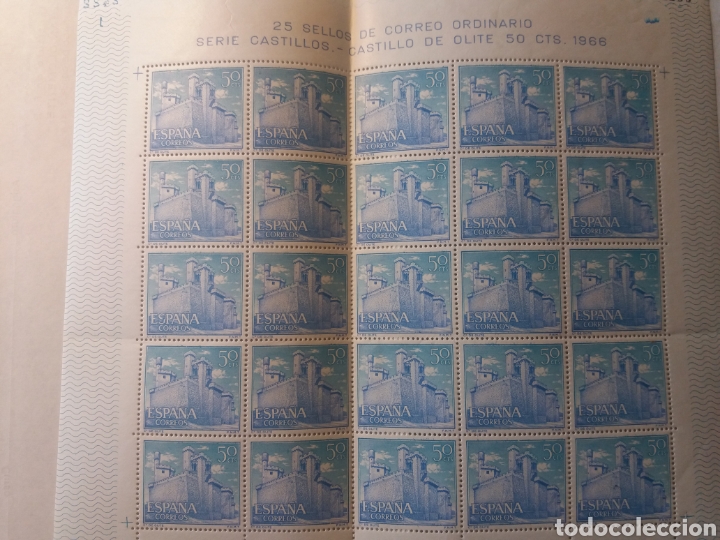 Sellos: Pliego completo25x50 cts Castillo de Olite 1966 - Foto 1