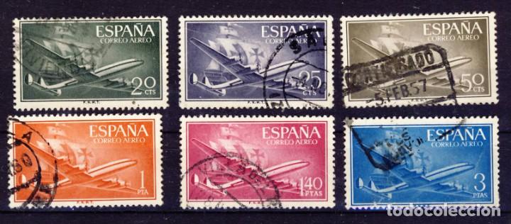 Selos: 1955-56.- SUPERCONSTELATION Y NAO SANTA MAR&Iacute;A.-ED. 1169-70-71-72-74-75- USADOS.(2)