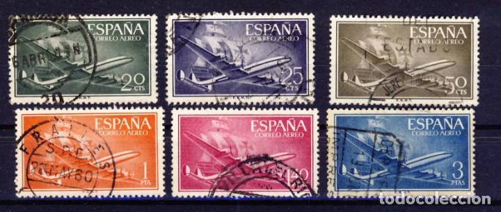 Selos: 1955-56.- SUPERCONSTELATION Y NAO SANTA MAR&Iacute;A.-ED. 1169-70-71-72-74-75- USADOS.(3)