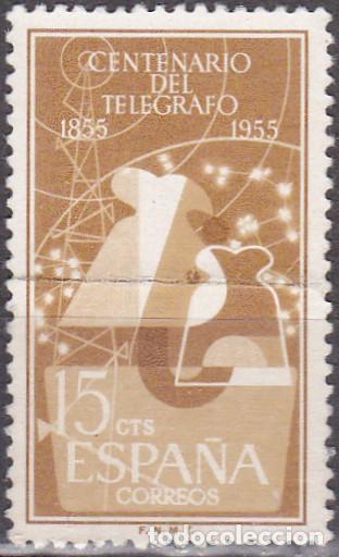 Sellos: 1955 - ESPA&Ntilde;A - CENTENARIO DEL TELEGRAFO - EDIFIL 1180 - Foto 1