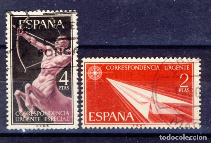 Selos: 1956.- ALEGORIAS.- CORRESPONDENCIA URGENTE.- ED. 1185-1186.- USADOS.- (1)