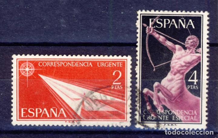 Selos: 1956.- ALEGORIAS.- CORRESPONDENCIA URGENTE.- ED. 1185-1186.- USADOS.- (6)
