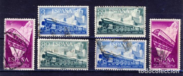 Selos: 1958.- CONGRESO INTERNACIONAL DE FERROCARRILES.-.- ED. 1234-36-37.-USADOS.-(5)