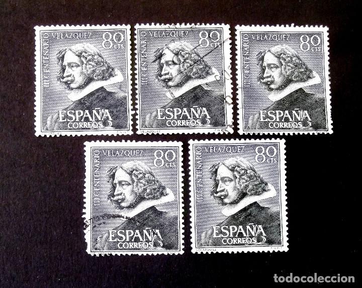 Sellos: 1340, CINCO SELLOS USADOS. VEL&Aacute;ZQUEZ. - Foto 1