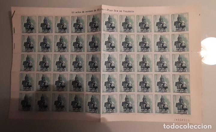 Sellos: Hoja con 50 sellos del plan sur de Valencia 25 ctms - Foto 1