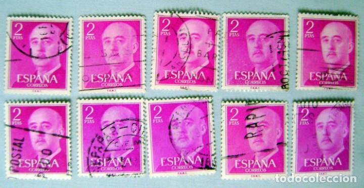 Sellos: (8) LOTE 10 SELLOS FRANCO USADOS, 2 PESETAS.