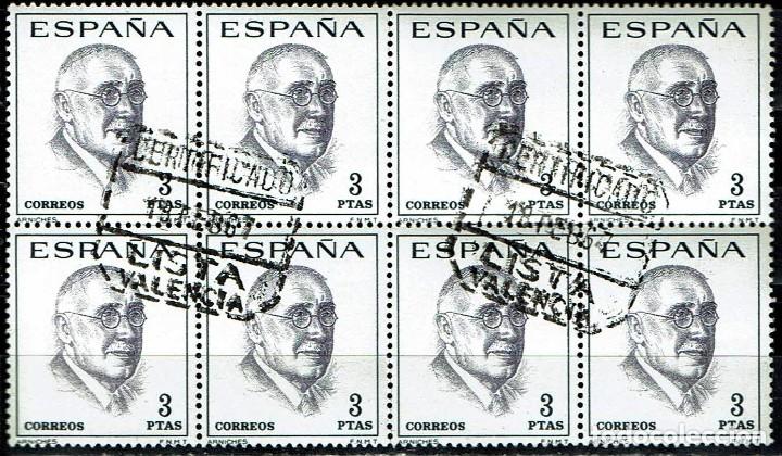 Sellos: ESPA&Ntilde;A 1966 - EDIFIL 1759 USADO - BLOQUE DE 8 - Foto 1