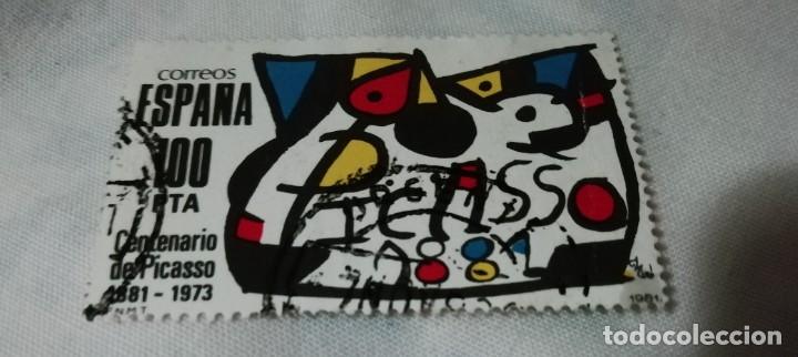 Sellos: Sello centenario de Picasso de 100 pts. Con matasellos - Foto 2