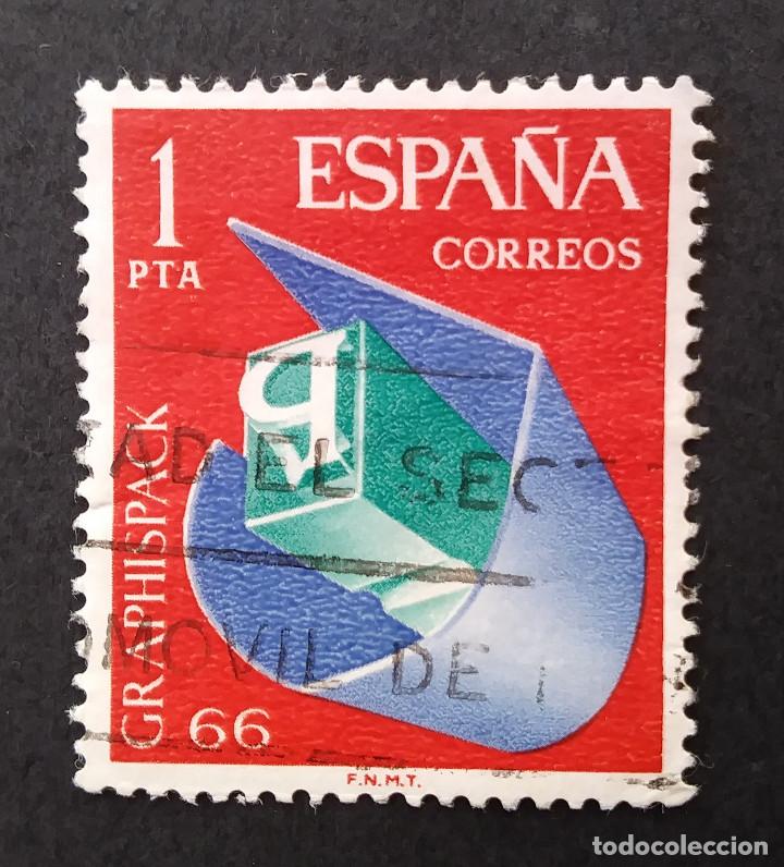 Sellos: 1966 Espa&ntilde;a Sal&oacute;n artes gr&aacute;ficas Graphispack - Foto 1