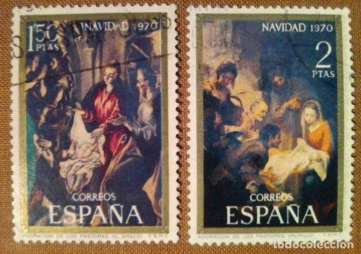 Timbres: Sellos, Espa&ntilde;a.1970, Navidad. 2 valores: 1'50 pts. y 2 pts. (n&ordm; 2002-2003 Edifil).