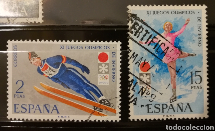 Sellos: Espa&ntilde;a 1972 - Serie completa - Olimpiadas invierno - Foto 1