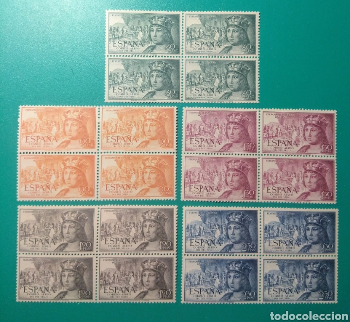 Sellos: Espa&ntilde;a. 1952. Edifil 1111/1115**. Bloque de 4. - Foto 1