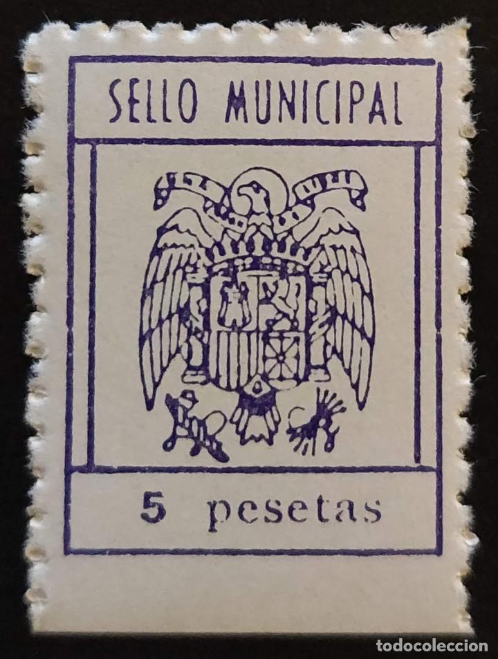 Sellos: SELLO MUNICIPAL GEN&Eacute;RICO DE AYUNTAMIENTOS 5 PESETAS AZUL