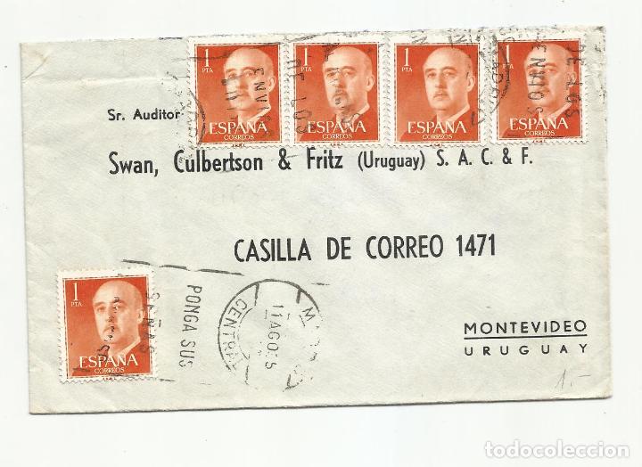 Sellos: circulada 1955 de madrid a montevideo uruguay - Foto 1