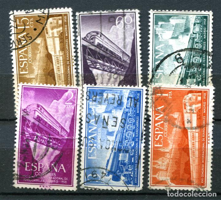 Timbres: Edifil 1232/1237. Serie completa de ferrocarriles. Matasellados.