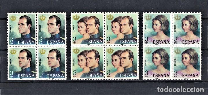 Sellos: Espa&ntilde;a 1975 Don Juan Carlos y Do&ntilde;a Sofia en bloques de 4 - Foto 1