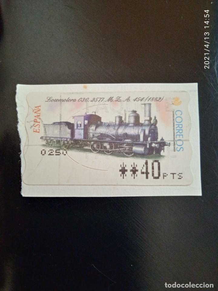Sellos: ESPA&Ntilde;A 40 PTAS LOCOMOTORA 1882, A&Ntilde;O 2000. - Foto 1