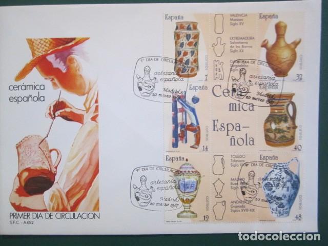 Stamps: SOBRE PRIMER DIA GRANDE CON HOJITA SH CERAMICA ESPA&Ntilde;OLA 1987