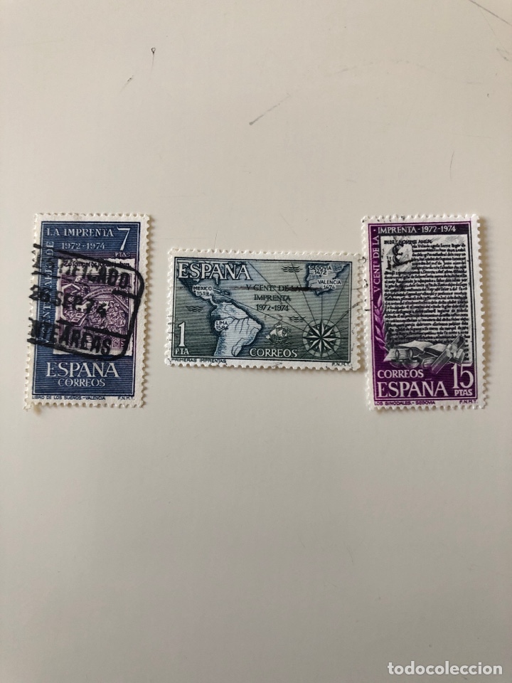 Sellos: Sellos Centenario de la imprenta 1973. Edifil. Serie completa - Foto 1
