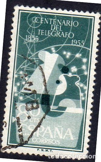 Sellos: Espa&ntilde;a, Primer centenario del tel&eacute;grafo, Edifil 1181. Usado - Foto 1