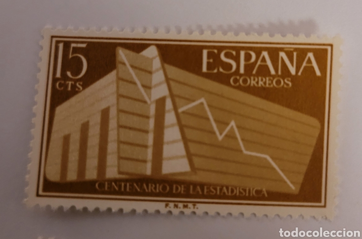 Sellos: Sello de Espa&ntilde;a 1956. Edificio de estad&iacute;sticas 15 cts. Nuevo - Foto 1