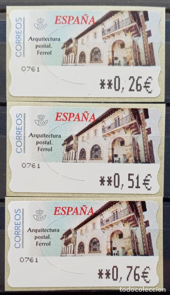 Sellos: ETIQUETAS ATM - EDIFICIO POSTAL - FERROL - SERIE 3 VALORES - NUEVAS ** - Foto 1