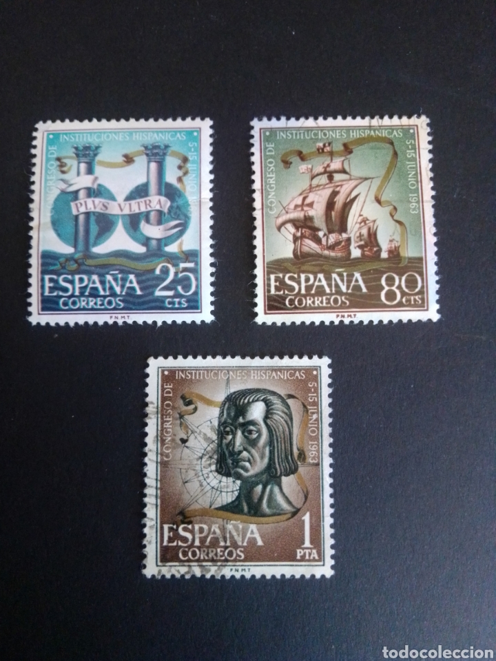 Sellos: CONGRESO DE INSTITUCIONES HISP&Aacute;NICAS. 1963. EDIFIL 1513/1515. SERIE COMPLETA. USADA