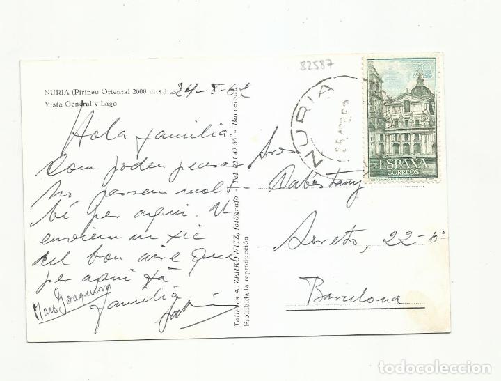 Sellos: POSTAL CIRCULADA 1962 DE NURIA A BARCELONA - Foto 2