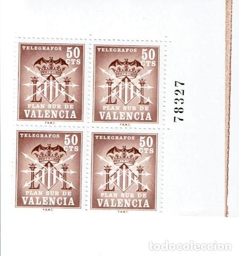 Sellos: BLOQUE DE 4 SELLOS VALENCIA PLAN SUR 1963 - Foto 1