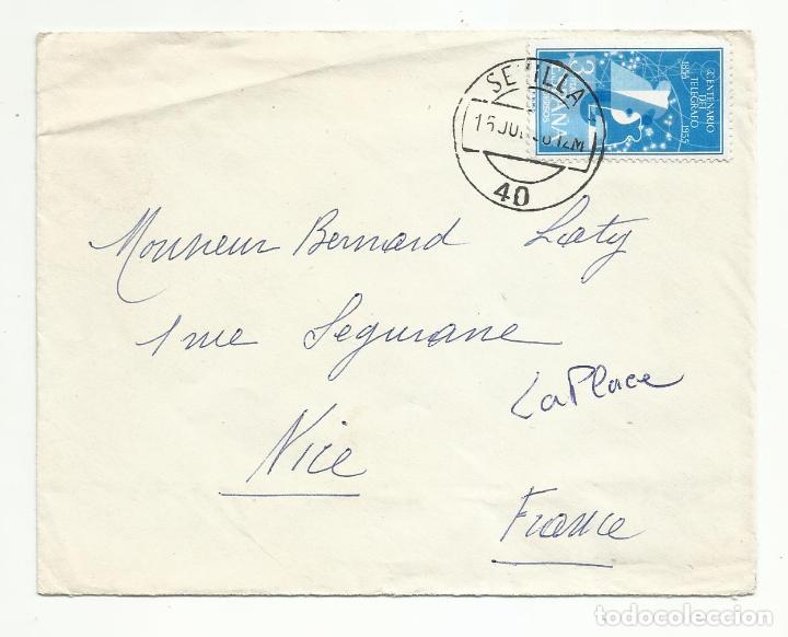 Sellos: CIRCULADA 1956 DE SEVILLA A NICE FRANCIA - Foto 1