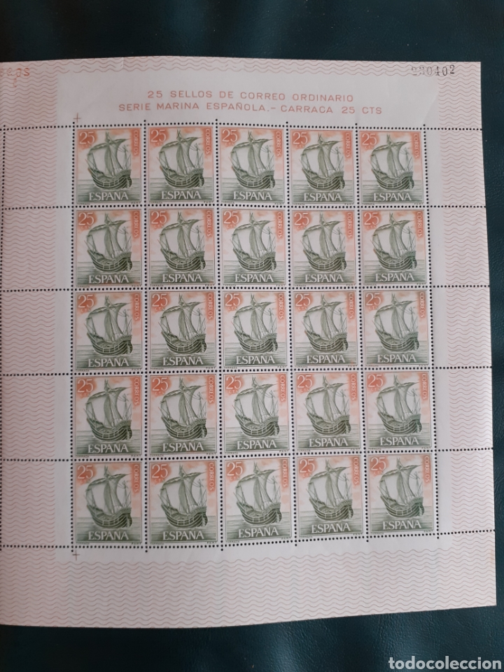Timbres: Hoja 25 sellos Carraca Marina Espa&ntilde;ola 1964 edifil 1600