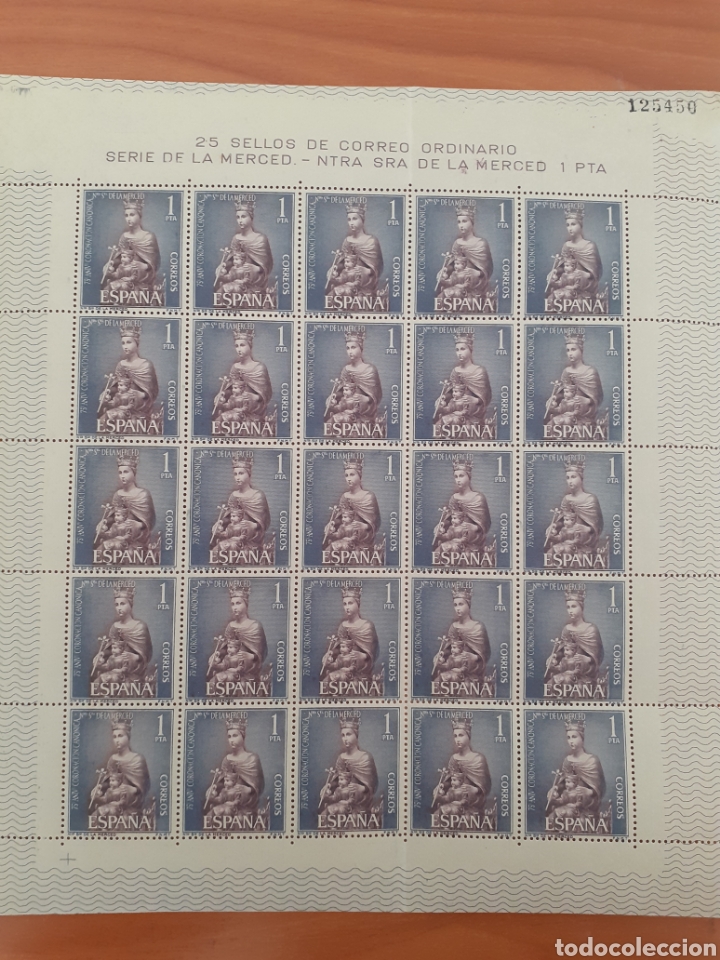Timbres: Hoja 25 sellos Coronaci&oacute;n La Merced 1963 edifil 1523