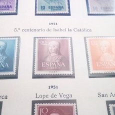 Sellos: ESPAÑA - AÑO 1951 - 5º CENTENARIO DEL NACIMIENTO DE ISABEL SERIE COMPLETA