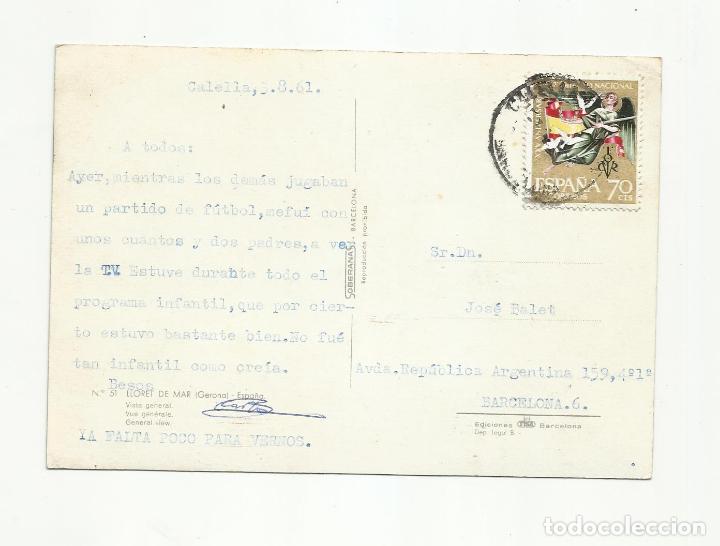 Sellos: POSTAL CIRCULADA 1961 DE CALELLA A BARCELONA - Foto 1
