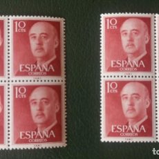 Sellos: 2 BLOQUES DE 4 SELLOS NUEVOS ESPAÑA. 1955-56. GENERAL FRANCO. 10 CTS.. Lote 300461063