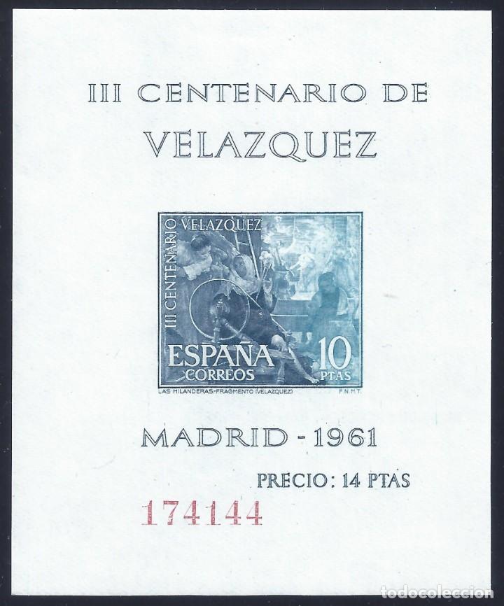 EDIFIL 1347 III CENTENARIO DE LA MUERTE DE VELÁZQUEZ (HOJITA SIN DENTAR). 1961. MLH. (Sellos - España - II Centenario De 1.950 a 1.975 - Nuevos)