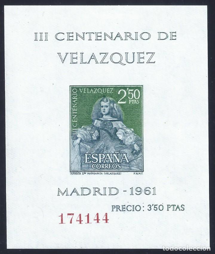 EDIFIL 1346 III CENTENARIO DE LA MUERTE DE VELÁZQUEZ (HOJITA SIN DENTAR). 1961. MLH. (Sellos - España - II Centenario De 1.950 a 1.975 - Nuevos)