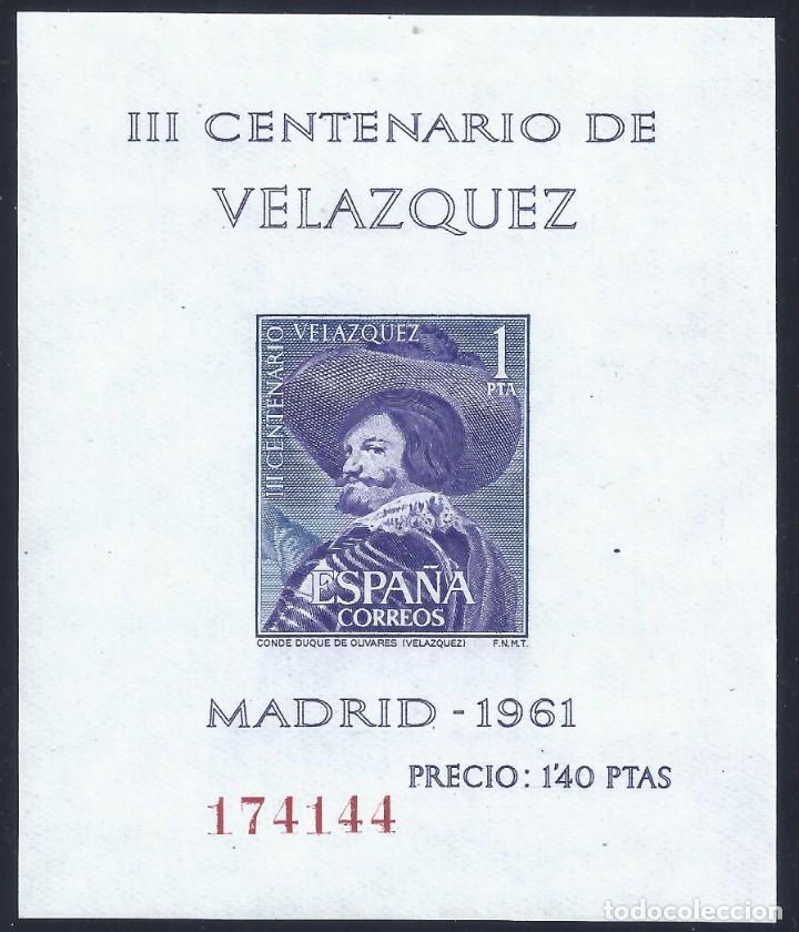 EDIFIL 1345 III CENTENARIO DE LA MUERTE DE VELÁZQUEZ (HOJITA SIN DENTAR). 1961. MLH. (Sellos - España - II Centenario De 1.950 a 1.975 - Nuevos)