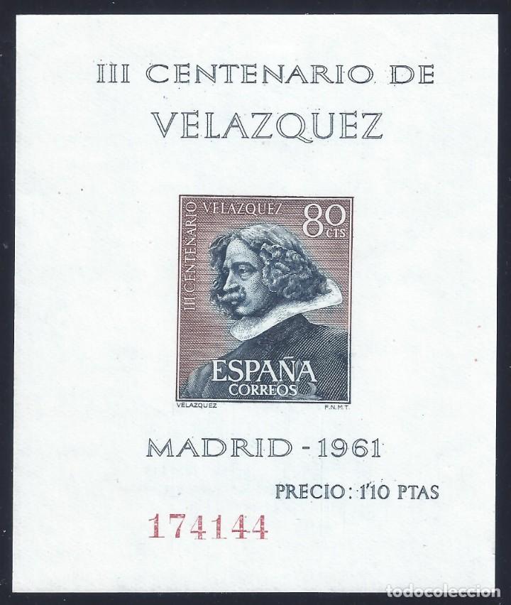 EDIFIL 1344 III CENTENARIO DE LA MUERTE DE VELÁZQUEZ (HOJITA SIN DENTAR). 1961. MLH. (Sellos - España - II Centenario De 1.950 a 1.975 - Nuevos)