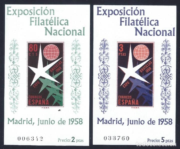 EDIFIL 1222-1223 EXP. FILATÉLICA NACIONAL 1958 (SERIE COMPLETA). VALOR CATÁLOGO: 60 €. MLH. (Sellos - España - II Centenario De 1.950 a 1.975 - Nuevos)