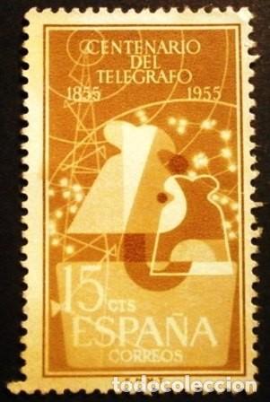 Sellos: SELLOS DE ESPA&Ntilde;A DE 1955. I Centenario del Tel&eacute;grafo - Foto 1