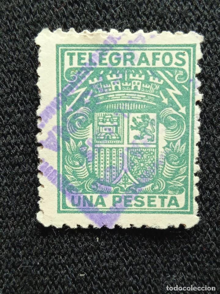 Sellos: SELLO ESPA&Ntilde;A 1 PTA TEL&Eacute;GRAFOS A&Ntilde;O 1955. - Foto 1