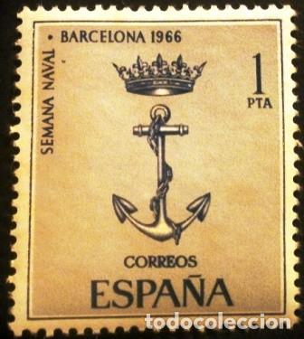 Sellos: SELLOS DE ESPA&Ntilde;A DE 1966. Semana naval en Barcelona - Foto 1