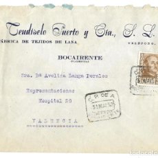 Sellos: 1952 CARTA SOBRE BOCAIRENTE (VALENCIA). MATASELLOS CAJA POSTAL DE AHORROS.