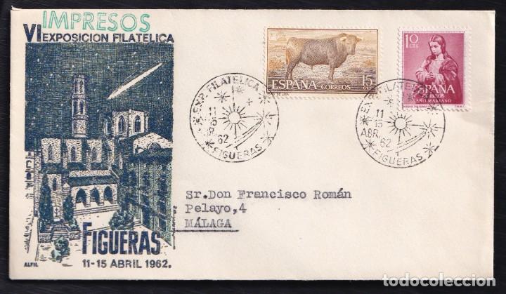 Sellos: 1962.- FIGUERAS (GERONA) A MALAGA - Foto 1