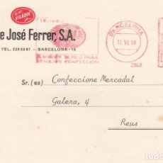 Sellos: TARJETA COMERCIAL CON FRANQUEO MECÁNICO - VILADIN DE HIJOS DE JOSE FERRER EN BARCELONA -1968