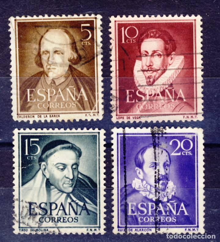 Selos: ESPA&Ntilde;A.- 1950-53.- LITERATOS.- ED.1071-72-73-74.-USADOS.- (1)