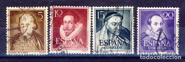 Selos: ESPA&Ntilde;A.- 1950-53.- LITERATOS.- ED.1071-72-73-74.-USADOS.- (2)