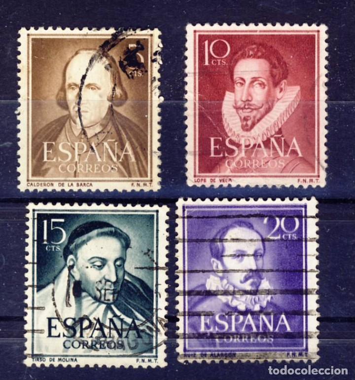 Selos: ESPA&Ntilde;A.- 1950-53.- LITERATOS.- ED.1071-72-73-74.-USADOS.- (8)