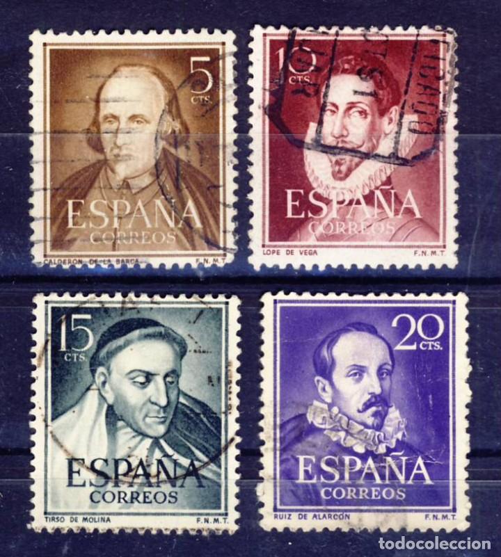 Selos: ESPA&Ntilde;A.- 1950-53.- LITERATOS.- ED.1071-72-73-74.-USADOS.- (13)